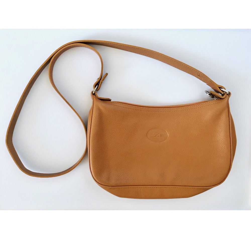 Longchamp Leather Crossbody Purse in Camel